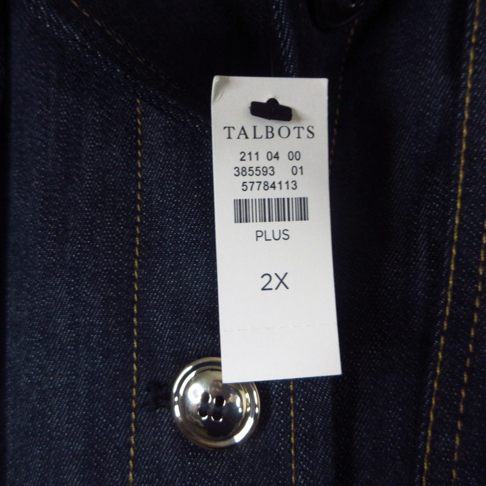 Talbots Refined Denim Short Trench Coat Womens 2X Blue Dark Wash Button Up NWT - Picture 7 of 10